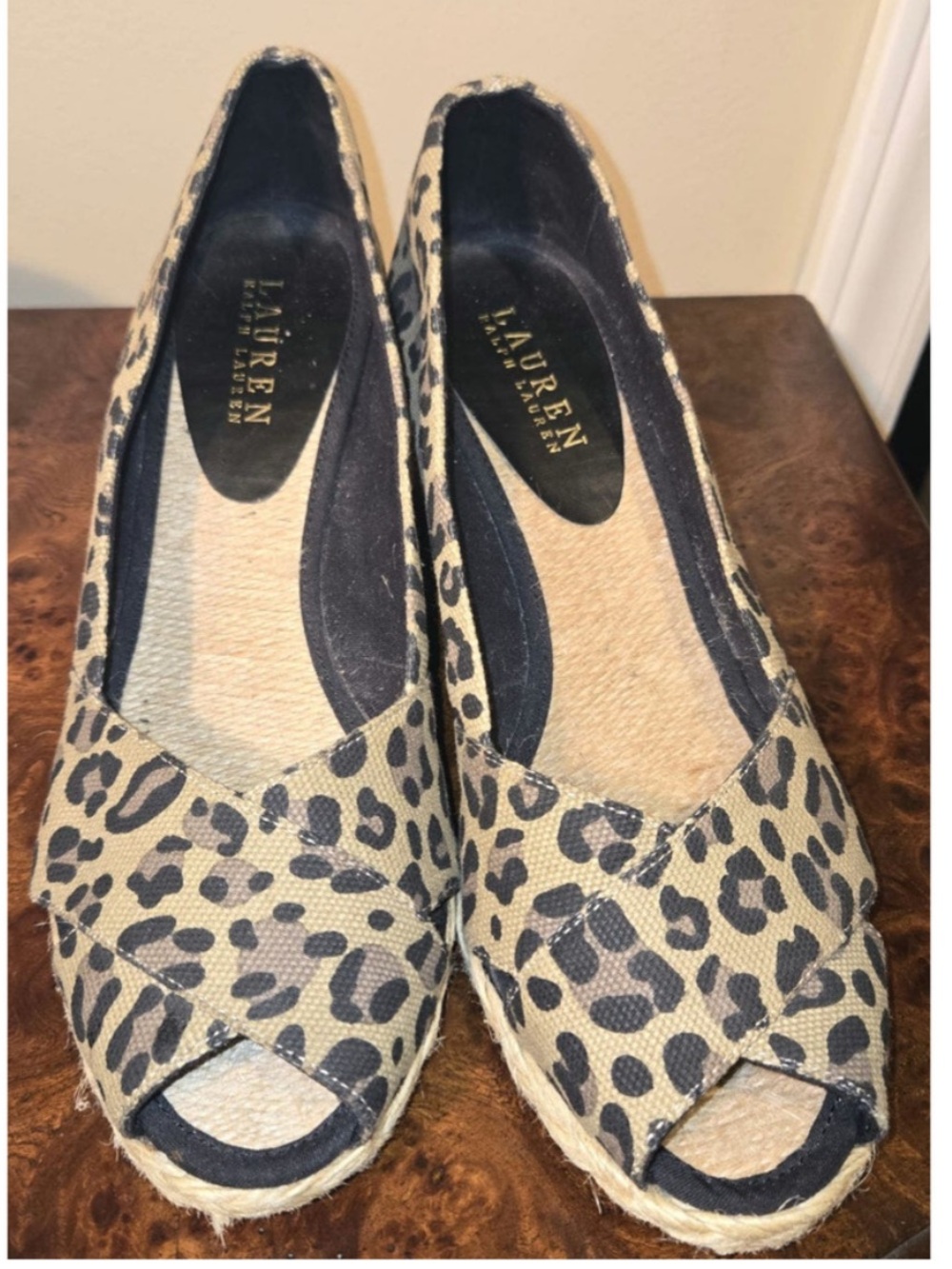 Ralph Lauren Cecilia Leopard Print Espadrille Sandals 9.5